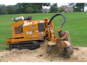 Stump removal with tracked grinder